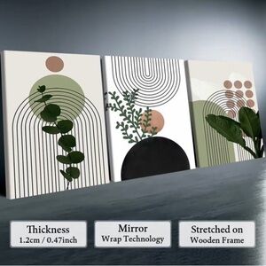 3Pcs Wall Art Abstract Colorful Leaf Painting Framed Canvas Art 12x16”